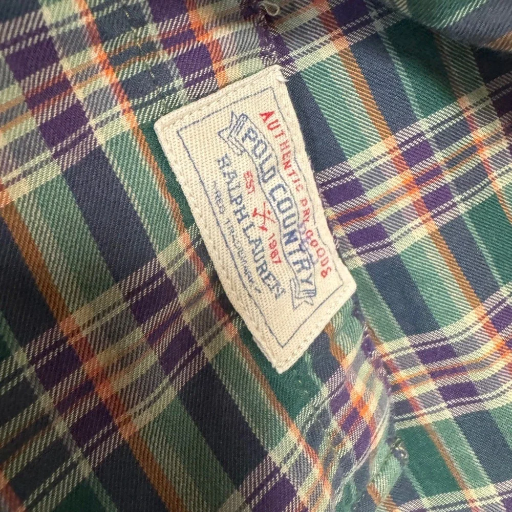 Polo Ralph Lauren Polo Country Plaid Shirt Suede Elbow Patches Green 2XB Big